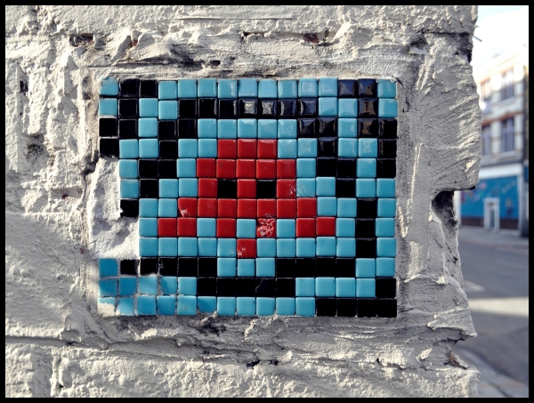 tags Art Brick Lane East End London Shoreditch Space Invader Stencil 
